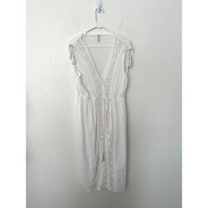 BOHO ME White Lace Crochet Boho Beachy Swimsuit Cover Up Size Large